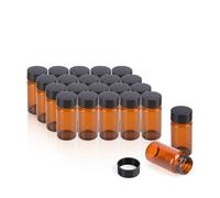 ALWSCI 20pcs 20 mL Amber Glass Sample Vials 24 mm black closed top PP cap, PE Liner Sample Container Laboratory Vial 27.5 x 57 mm