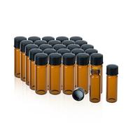 ALWSCI 20pcs 4 mL Amber Glass Sample Vials, Sample Glass Bottles with 24 mm Black Closed Top PP Cap, PE Liner Sample Container Laboratory Vial 14 x 45 mm
