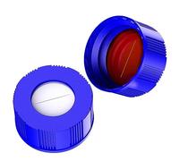 ALWSCI HPLC Pre-Slit 9-425 Autosampler Vials Cap, 9mm Blue Polypropylene Screw-Thread Caps with Red PTFE/White Silicone Septa, 100 pcs/pk