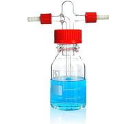 ALWSCI Lab Gas Washing Bottle, 250mL Borosilicate Glass Gas Washing Bottle with GL45 Polypropylene Red Screw-Cap System, 1set