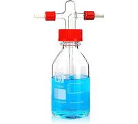ALWSCI Lab Gas Washing Bottle, 500mL Graduated Lab Buffer Bottle,Borosilicate Glass Gas Washing Bottle with GL45 Polypropylene Red Screw-Cap System, 1set