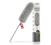 ALX Microfibre Duster, Washable, Telescopic Rod, Extendible 83 cm - 260 cm, Dusting Broom, Corner Broom, Grey