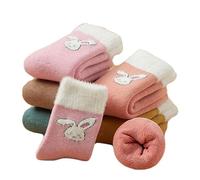 Alxad Kids Merino Wool Thermal Socks for Toddlers Boys Girls Winter Socks Thick Warm Heavy Cosy Crew Boot Skiing Animal Socks 5 Pairs