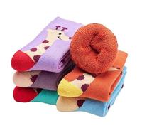 Alxad Kids Merino Wool Thermal Socks for Toddlers Boys Girls Winter Socks Thick Warm Heavy Cosy Crew Boot Skiing Animal Socks 5 Pairs