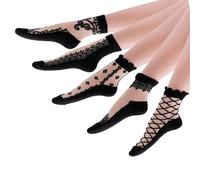 Alxad Women's Ankle Socks Silky Anti Slip Cotton Sole Sheer Pop Transparent Socks Tights Hosiery Socks Thin Nylon Socks 5 Pairs