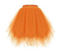 Alxad Women's Tulle Skirt Retro Petticoat Underskirt Teen Adult Classic Elastic 3 Layered 80's Tutu Skirts Ballet Dance Festival Party Costume Orange