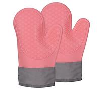 ALXBSONE Oven gloves, 2 Piece thickened silicone insulation gloves, home kitchen baking high temperature resistance 500F, non-slip soft anti-scald(Red)