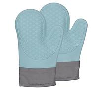 ALXBSONE Oven Gloves, 2 Piece Thickened Silicone Insulation Gloves, Home Kitchen Baking high Temperature Resistance 500F, Non-Slip Soft Anti-Scald(Light Blue)