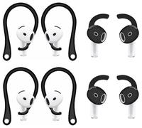 ALXCD Ear Hooks Compatible with AirPods 4 4th Gen, 2 Pair Anti-Slip Soft Rubber Earhook, 2 Pairs Silicon Ear Tips Hook, Compatible with AirPods 4 2+2 Pairs 722 Black