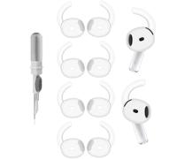 ALXCD Sport Eartips Compatible with AirPods 4 4th Generation Earbuds, Anti-Slip Earhook Sport Ear Tips Cover Replacement with Cleaner kit Compatible with AirPods 4 8S+1 White
