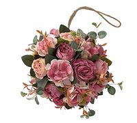 ALXFFBN Artificial Hydrangea Peony Flower Ball, Hanging Hydrangea Peony Flower Ball with String Light, Silk Peony Faux Peony Bouquet Hanging Topiary Balls for Wedding Decor