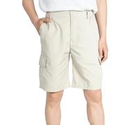 ALXHUTE Boys Lightweight Cargo Shorts Kids Quick Drying Adjustable Waist School Summer Bermuda Short Beige 9-10 Years Size 150
