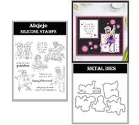 Alxjejo Cutting Dies and Stamps Set 2024-2025-2026,Stamps and die for Card Making for DIY Birthdays, Thanksgiving Day, Valentine's Day, Scrapbooking, Art Craft, Festivals Greeting Card Album