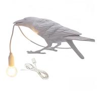 ALXOY Crow Lamp Raven Table Lamp with Bulb USB Gothic Crow Light Raven Decor for Bedside Bedroom Living Room Decor (White-D)