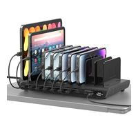 Alxum 120W 10 Ports USB C Charging Station with LED Display, 45W+15W PD3.0 for Laptops & MacBook,5V/3A Output,Desktop Organizer Stand for Phone, Tablet and More Black
