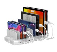 Alxum 96W USB Charging Station for multi devices, 10 port 5V 2.4A Ipad Charging Station organizer for mobile phone, tablet and more