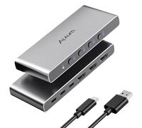 Alxum Aluminum 4 in 1 Out HDMI Switch with EDID- 2xHDMI&2xUSB-C Input,4K@60Hz HDR Video Switches for Laptop/PC/Phone/TV Box,4 Computers Share 1 Monitor,inclue 5V2A Power Adapter and USB Cable-Grey