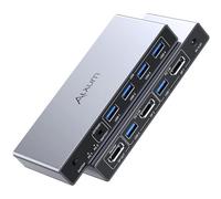 Alxum DP 1.4 KVM Switch-2 Computers Share 1 Monitor 8K@60Hz USB 3.0 Displayport KVM Switches,Two Mode Switching 4 USB Ports for keyboard,mouse,printer,Include Desktop Controller and Power Adapter
