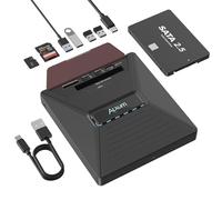 Alxum External CD DVD Drive with 2.5" SATA &SD/Micro SD Slot,Dedicated Type-C Data Port,Portable USB C CD Writer for Laptop,Compatible with Windows/MacOS/Linux/PC/Macbook/Imac Pure Black,Plug&Play