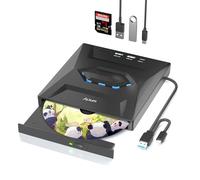 Alxum External DVD Drive for Laptop, Type-C USB 3.0 Portable CD Burner Writer with SD Slot & USB Ports DVD 8X CD 24X Super Fast Speed CD/DVD Reader for Window/Mac OS/Linux/Vista