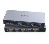 Alxum HDMI KVM Switch -Two Computers Share One Monitor Support 4K 60Hz Two Mode Switching 4 USB A for 5Gbps Transfer Speed Includes Desktop Controller 2 USB3.0 cables