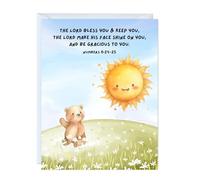 ALY LOU Cute Religious Greeting Card Baptism, Christening, First Holy Communion, Confirmation or Christian Wedding Card, Inspirational Bible Verse, Blank Inside (Lord Bless You and Keep You...)