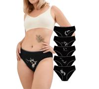 ALYA Premium Underwear for Women, Organic Cotton, Mid-Rise Women’s Knickers, Breathable Pants for Ladies, Cat Printed Multipack, Comfortable, Stretchable Ladies’ Panties (S...3XL)