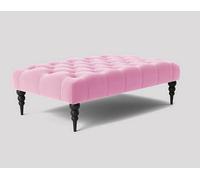 Alyana 150Cm Rectangle Ottoman Bench With Wooden Legs- Pink Plush Velvet Chesterfield Upholstered Footstool