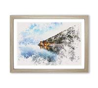 Alyana in Turkey at Night Watercolour Framed Print | A2 Oak Framed Wall Art | Ready to Hang | Modern Animal Picture | Living Room Bedroom Lounge Office