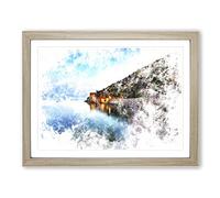 Alyana In Turkey At Night Watercolour Modern Framed Print | A4 Oak Framed Wall Art | Ready to Hang | Modern Animal Picture | Living Room Bedroom Lounge Office