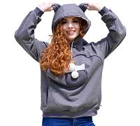 ALYC Pet Carrier Hoodie Cat Dog Pouch Holder Sweatshirt Large Pocket Pullover Shirt with Cat Ear for Women, Dark Grey, Large