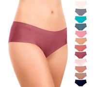 Alyce Ives Intimates Seamless Bikini Underwear for Women, 12 Pack No Show Panties, Laser Cut, Invisible under Yoga Pants, Pink, M