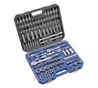 Alyco 192386 Socket Wrench Set, 155 Pieces, 1/2-Inch Drive with Extendible Wrench, Adaptors, and Tips in a Plastic Case
