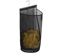 ALYER Hanging Semi Round Storage Mesh Bag,Collapsible Laundry Hamper Basket with Durable Hanger (Black)