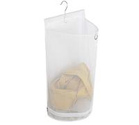ALYER Hanging Semi Round Storage Mesh Bag,Collapsible Laundry Hamper Basket with Durable Hanger (White)