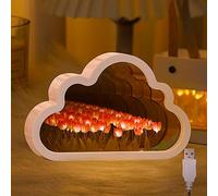 ALYMACK Handmade Tulip Lamp Fully Assembled - Flower Night Light Cuteness Lamps - Tulip and Rose Infinity Mirror in a Glass - Gift for Women or Girl - Lampara de Tulipanes Infinitos (Pink, USB)