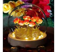 ALYMACK Handmade Tulip Lamp Fully Assembled - Flower Night Light Cuteness Lamps - Tulip and Rose Infinity Mirror in a Glass - Gift for Women or Girl - Lampara de Tulipanes Infinitos (Rose, Globe AAA)