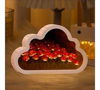 ALYMACK Handmade Tulip Lamp Fully Assembled - Flower Night Light Cuteness Lamps - Tulip and Rose Infinity Mirror in a Glass - Gift for Women or Girl - Lampara de Tulipanes Infinitos (Red Rose, AA)