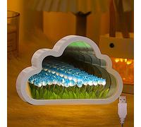 ALYMACK Handmade Tulip Lamp Fully Assembled - Flower Night Light Cuteness Lamps - Tulip and Rose Infinity Mirror in a Glass - Gift for Women or Girl - Lampara de Tulipanes Infinitos (Blue, USB)