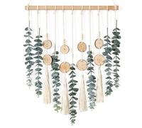 Alynsehom Artificial Eucalyptus Wall Hanging Decor Greenery Boho Chic Home Decorations Farmhouse Rustic Plants with Wooden Stick for Bedroom Living Room Apartment Ornament Gift (Green-3)