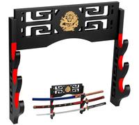 Alyoen 3-Tier Sword Display Katana Wall Mount, Samurai Sword Katana Holder Stand with Velvet Padded Hook & Dragon Pattern, Sword Rack for Wakizashi Lightsaber Samurai