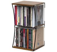 Alyoen Retro Walnut-colored MDF CD Holder Desk Rack Organizer, Cute Holds 30 CD Case, Cd Holder Stand, CD Storage/Shelf/Tower/Stand Dollar, Fit for Theatre Room