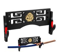 Alyoen Sword Display Katana Wall Mount, Samurai Sword Katana Holder Stand with Velvet Padded Hook & Dragon Pattern, Sword Rack for Lightsaber Wakizashi Samurai- 1 Tier