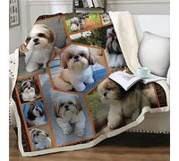 ALYOU 3D Print Throws Blanket King Size Blue Shih Tzu, Comfort Soft Sofa Bed Throw Blanket 152x204cm, Modern Fashion Design Style Children Adults Bedroom Decor - Fluffy Blankets 60"x80"