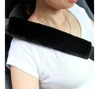 Alyphyly Soft Faux Sheepskin Seat Belt Shoulder Pad for a More Comfortable Driving, Compatible with Adults Youth Kids - Car, Carmera Backpack Straps 2 Packs,Black