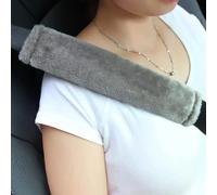 Alyphyly Soft Faux Sheepskin Seat Belt Shoulder Pad for a More Comfortable Driving, Compatible with Adults Youth Kids - Car,Carmera Backpack Straps 2 Packs,Grey