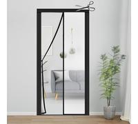 Alyseldy Adjustable Insulated Door Curtain, Magnetic Thermal Self-Closing Screen Door Cover, Hands Free for Kitchen, Bedroom, Air Conditioner Room, Fits Doors up to Width 29” - 34” Height 79” - 82”