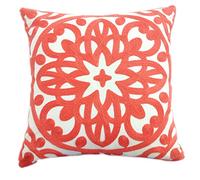 Alysheer Embroidered Decorative Throw Pillow Cover 18x18 inch, Cozy Warm Cute Mandala Knit Pattern 100% Cotton Canvas Salmon Pink Cushion Case for Sofa Couch Living Room Bedroom Gifts (Coral Peach)