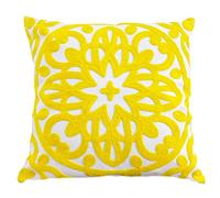 Alysheer Embroidered Decorative Throw Pillow Cover 18x18 inch, Cozy Warm Mandala Knit Pattern, Soft 100% Cotton Canvas, Vibrant Bright Yellow Cushion Case for Couch Sofa Living Room(Fresh Yellow)