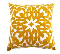 Alysheer Embroidered Decorative Throw Pillow Cover 18x18 inch, Cozy Warm Mandala Knit Pattern, Soft 100% Cotton Canvas Mustard Yellow Cushion Case for Sofa Couch Living Room Gifts (Gold)